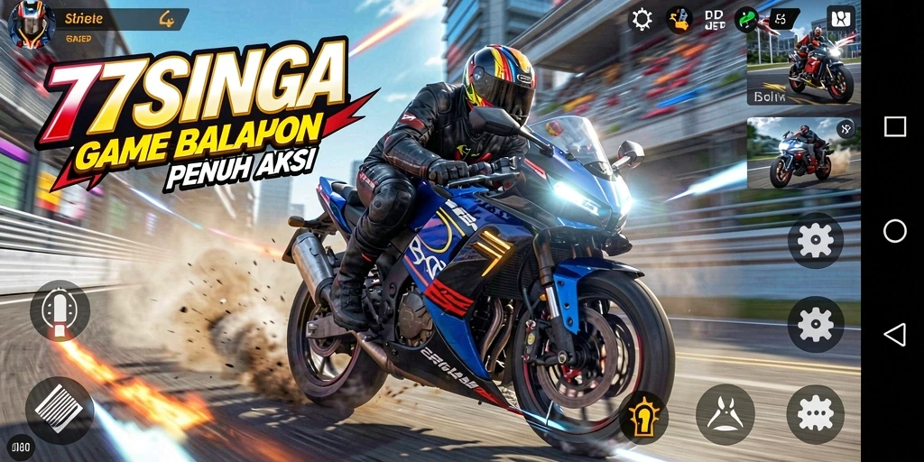 Tampilan gameplay menegangkan di trek balapan motor.