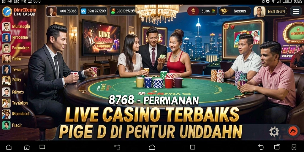 Screenshot gameplay 8768 menampilkan sesi Live Casino yang seru.