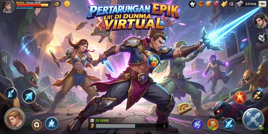 Screenshot 8ID menampilkan karakter bertarung di arena yang dramatis.