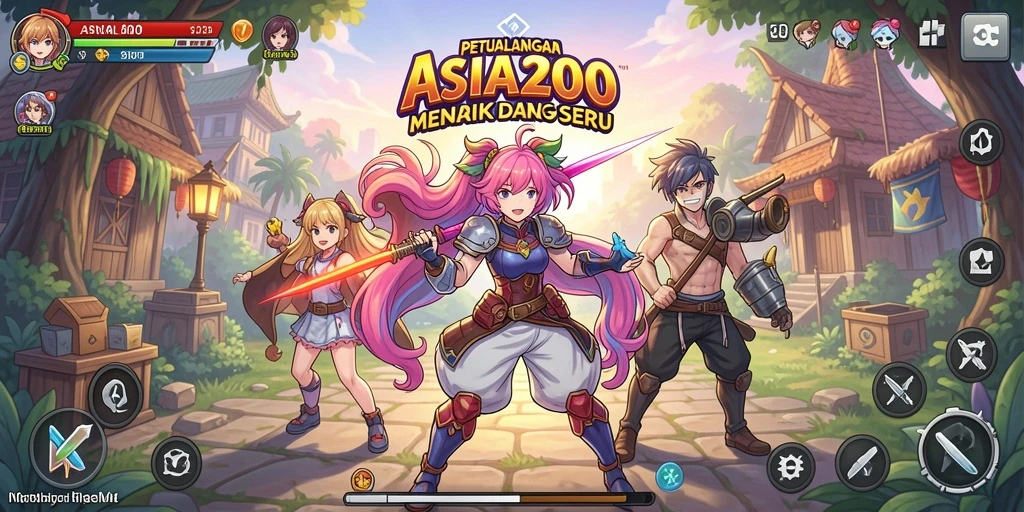 Tampilan gameplay seru dari ASIA200 dengan karakter anime yang ikonik.