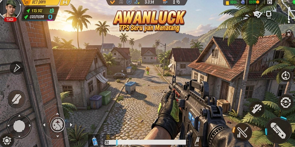 Tampilan gameplay seru dalam AWANLUCK dengan aksi menegangkan.