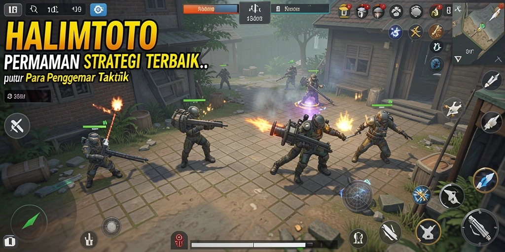 Tangkapan layar gameplay HALIMTOTO menampilkan pertempuran strategis yang mendebarkan.