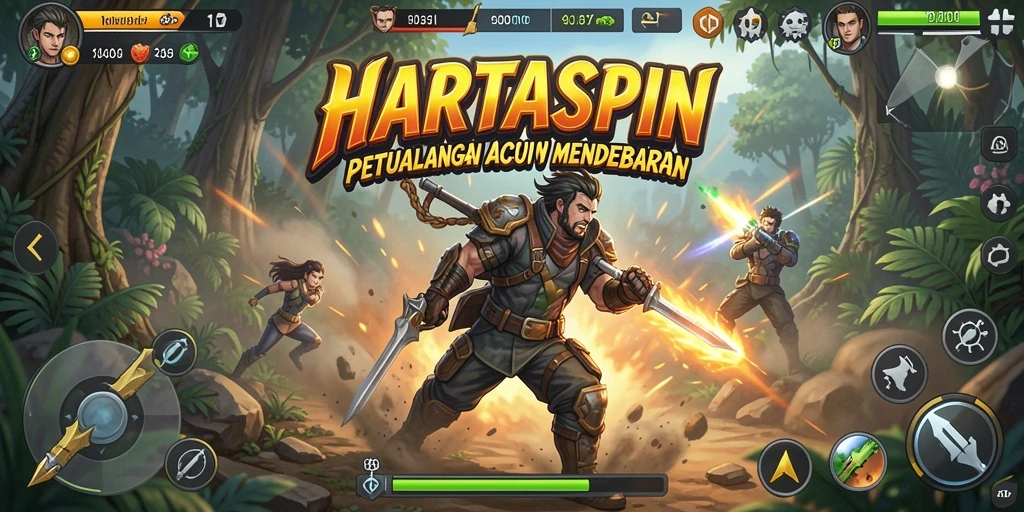 Tampilan gameplay HARTASPIN yang penuh aksi dan seru.