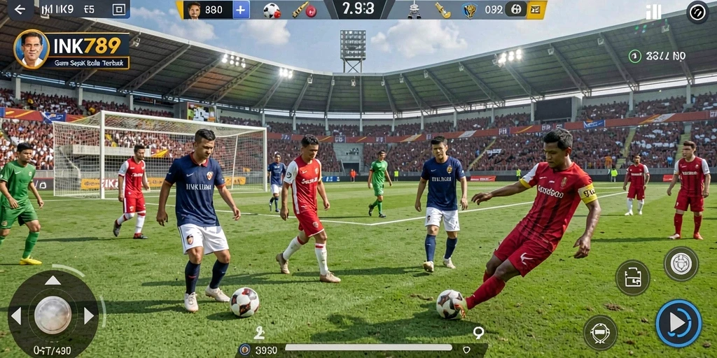 Tampilan gameplay sepak bola yang mendebarkan dan realistis di INK789.