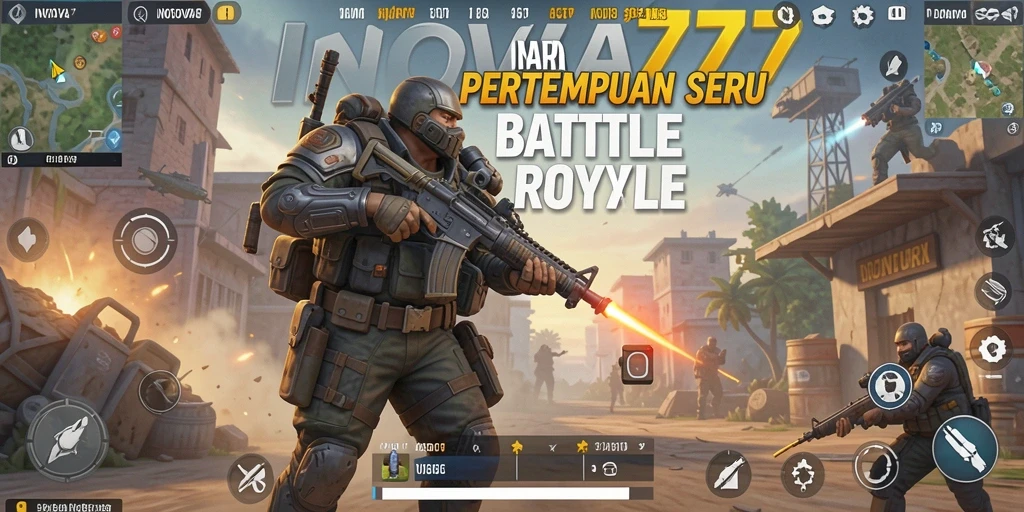 Tangkapan layar dari gameplay mendebarkan INOVA77 dalam pertempuran Battle Royale.