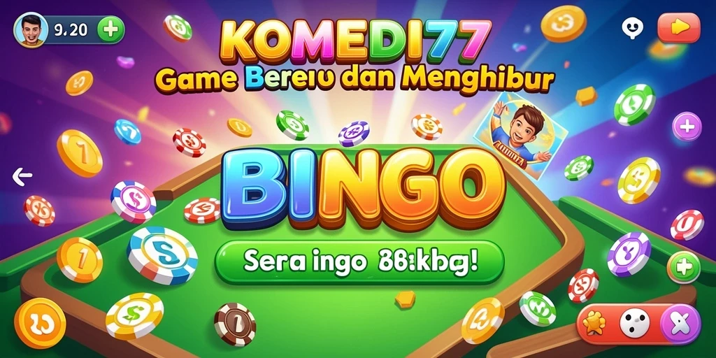 Screenshot permainan Bingo KOMEDI77 yang menyenangkan dan menghibur.