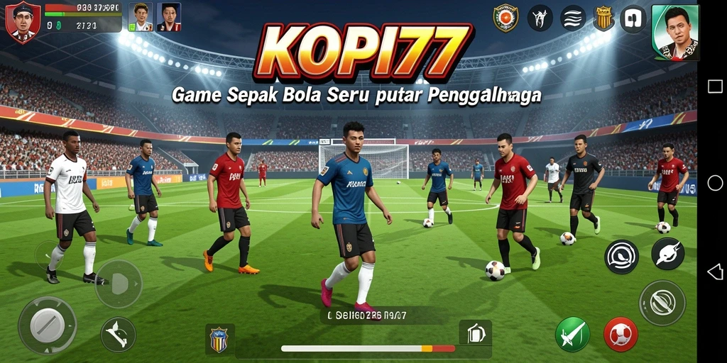 Screenshot gameplay KOPI77 dengan aksi pemain di lapangan.