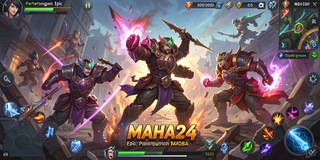 Tangkapan layar gameplay MAHA24 yang menampilkan pertempuran mendebarkan.