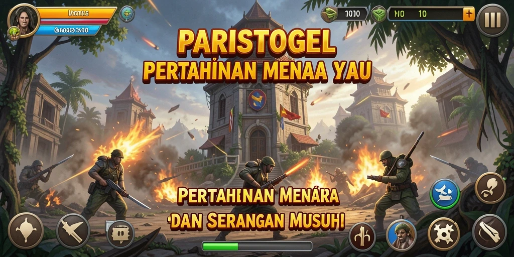 Gameplay mendebarkan PARISTOGEL dengan menara yang dilindungi dari serangan musuh.