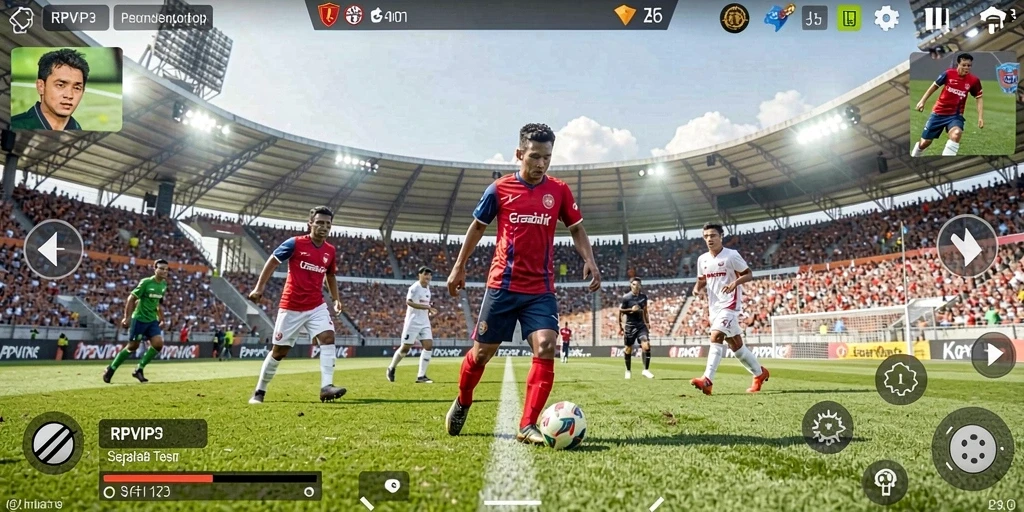 Gameplay RPVIP3 yang mendebarkan dan penuh aksi sepak bola.