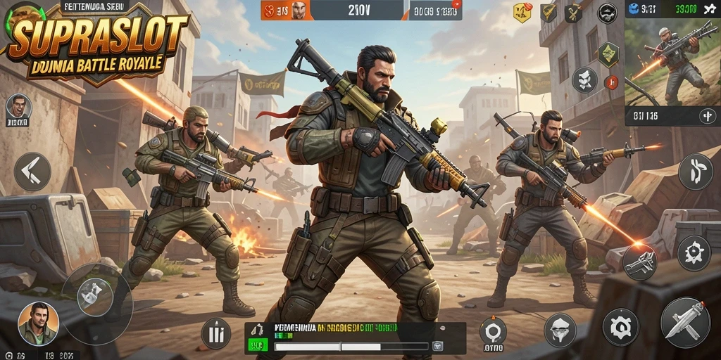 Screenshot dari gameplay mendebarkan di SUPRASLOT, menampilkan aksi pertempuran yang intens.