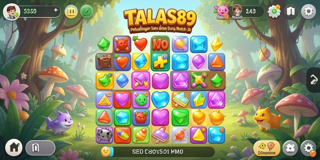 Screenshot gameplay TALAS89 menampilkan aksi seru mencocokkan item.