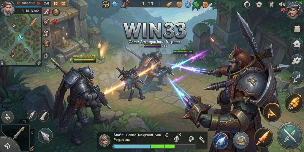 Screenshot WIN33 menampilkan aksi strategi dan pertarungan epik.