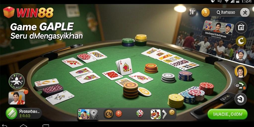 Tampilan gameplay WIN88 saat bermain Gaple dengan teman-teman.