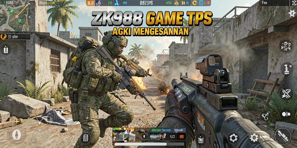 Gameplay seru dalam ZK988 dengan pertempuran intens TPS.